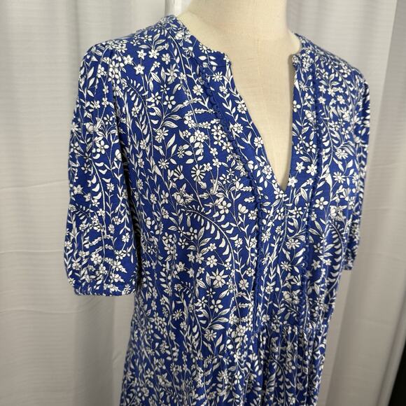 Boden Trim Detail Midi Dress Jersey Blue Floral Women’s Size 10 Regular - Picture 3 of 13